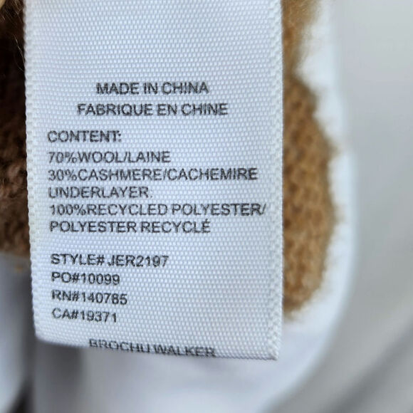 Brochu Walker The Looker Camel Tan Cashmere Oversize V-Neck Sweater White Layer - Picture 13 of 13